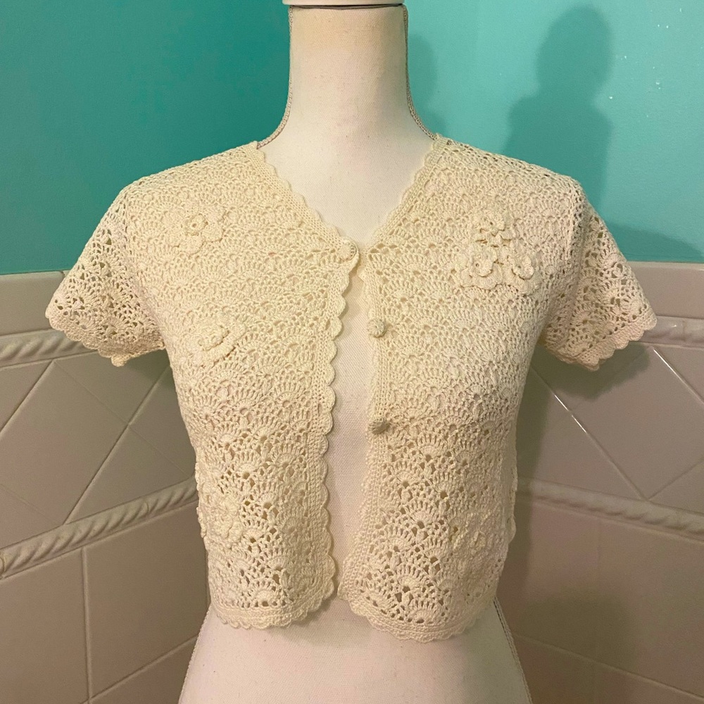 Cornelloki Crocheted Cream Sweater